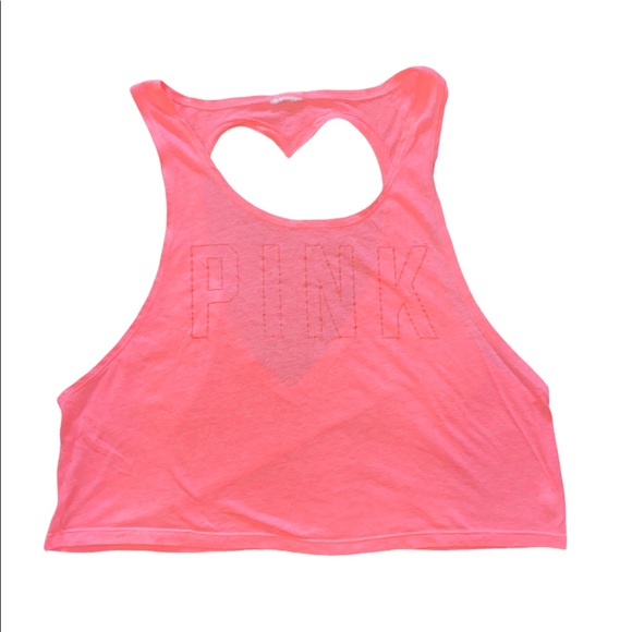 Victorias Secret PINK Open Back Heart Design Cropped workout lounge top - Picture 2 of 5